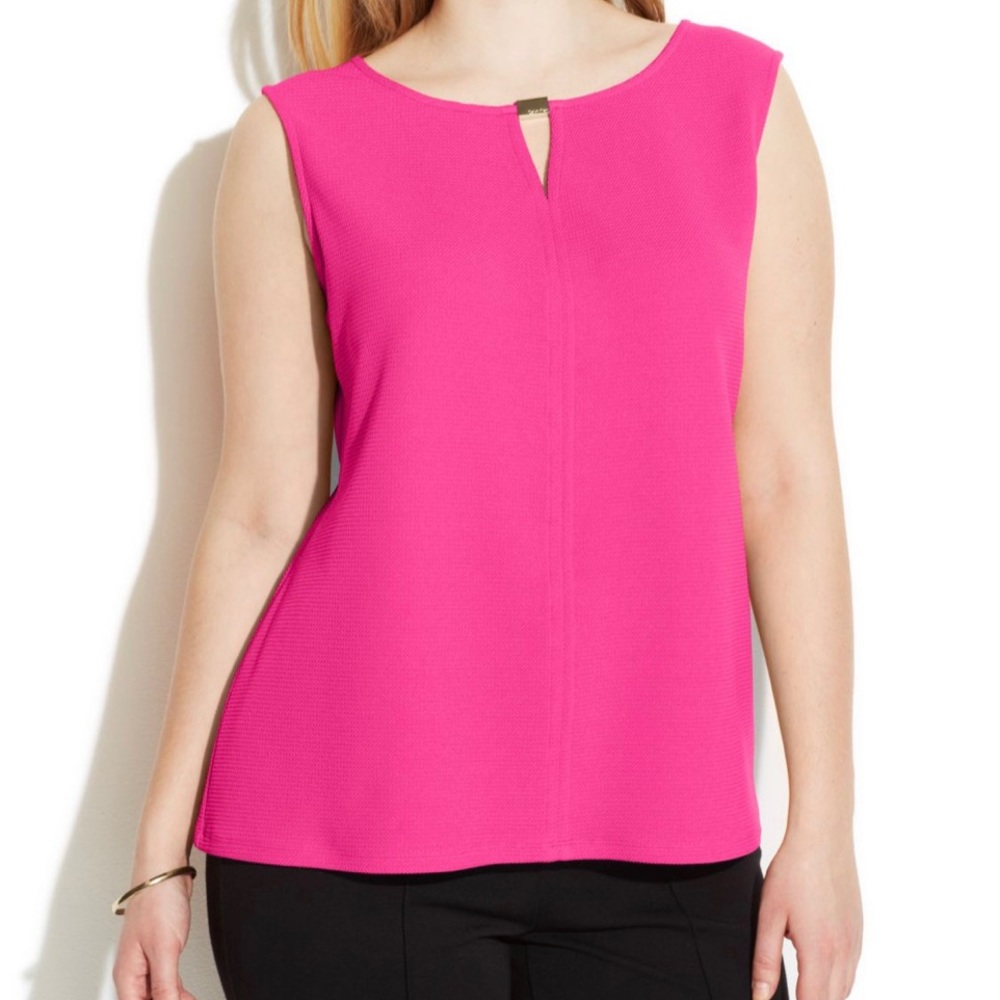 Calvin Klein Keyhole Textured Tank Top Pink Small